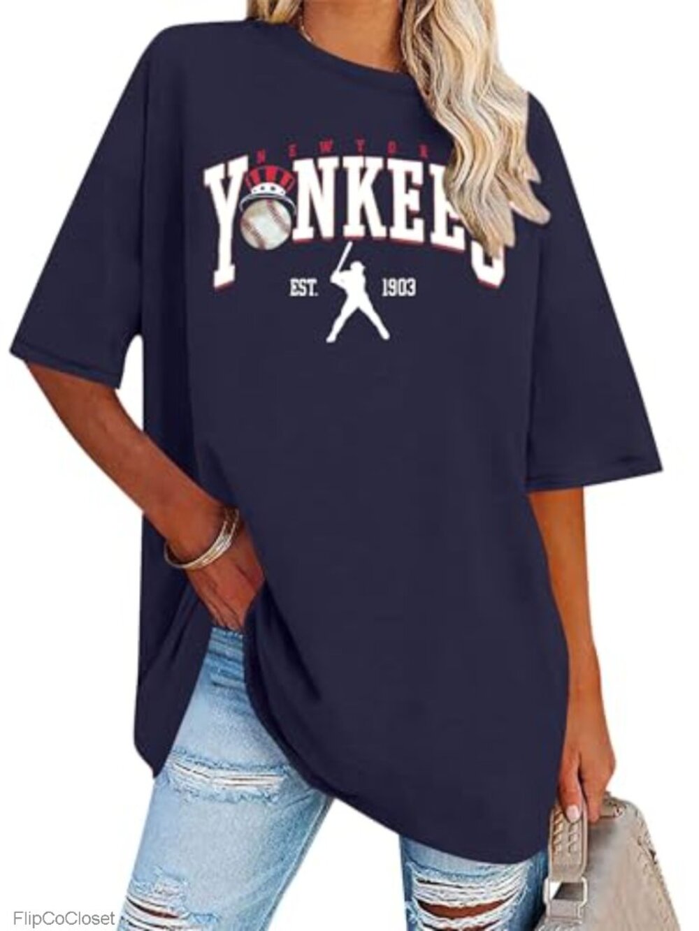Women's Oversized Baseball Graphic Tee Crew Neck Short Sleeve Game Day Shirt